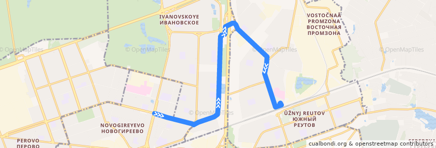 Mapa del recorrido Автобус №17: метро "Новогиреево" - станция Реутово de la línea  en District fédéral central.