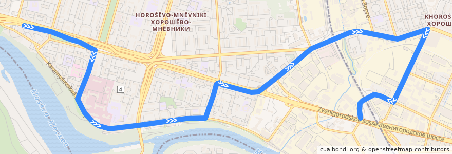Mapa del recorrido Автобус 48: Живописная улица — Храм Живоначальной Троицы => Силикатный завод de la línea  en Северо-Западный административный округ.