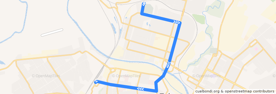 Mapa del recorrido Троллейбус №3: Малые Гончары - Московский вокзал de la línea  en Stadtkreis Tula.