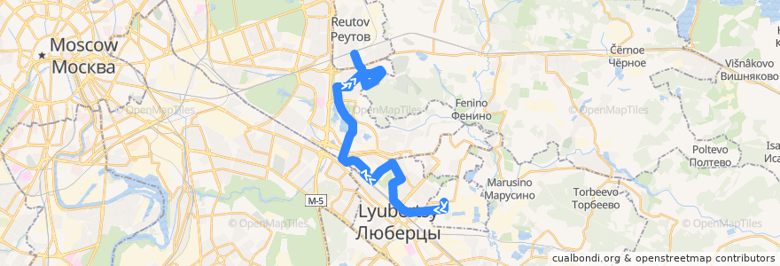Mapa del recorrido Автобус 723: Некрасовка - Станция Реутово de la línea  en Central Federal District.