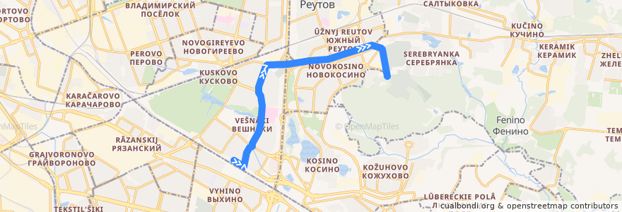 Mapa del recorrido Автобус №706: Метро "Выхино" - 2-й Московский крематорий de la línea  en 莫斯科.