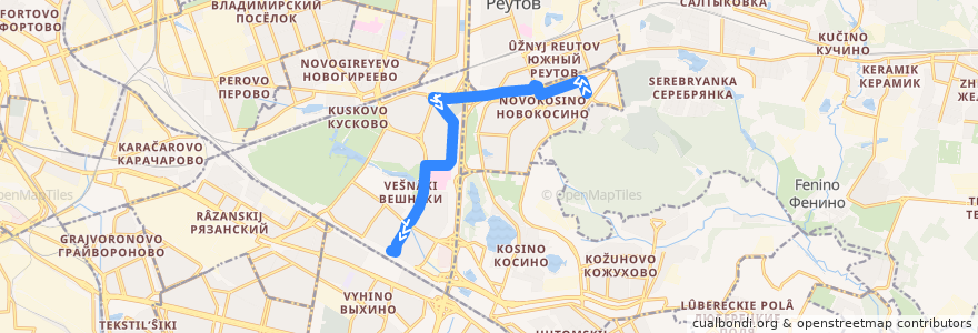 Mapa del recorrido Автобус 706: 4-й микрорайон Новокосина - Метро "Выхино" de la línea  en Eastern Administrative Okrug.