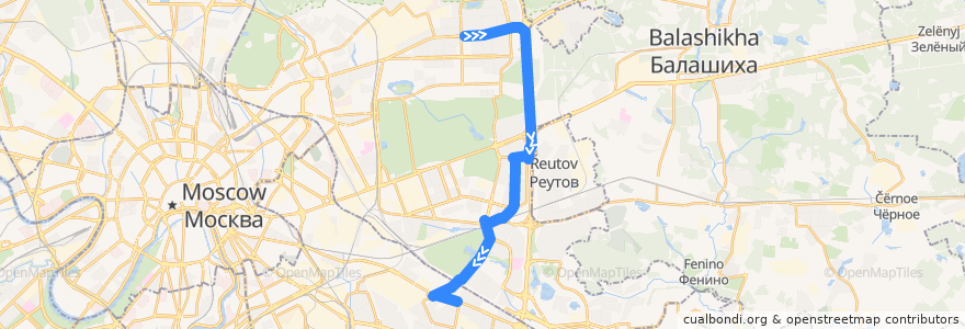 Mapa del recorrido Автобус №133: Метро "Щёлковская" - Метро "Рязанский проспект" de la línea  en Центральный федеральный округ.