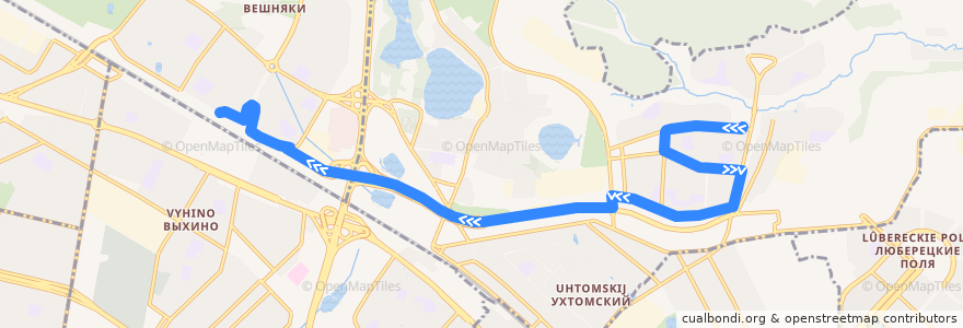 Mapa del recorrido Автобус №772к: 4-й микрорайон Кожухова - Метро "Выхино" de la línea  en Москва.