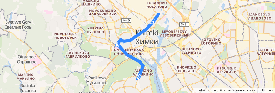 Mapa del recorrido Троллейбус №203: метро Планерная - стадион "Родина" de la línea  en Central Federal District.