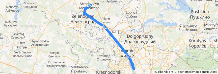 Mapa del recorrido Автобус №350 "Менделеево - Речной вокзал" de la línea  en 中央联邦管区.