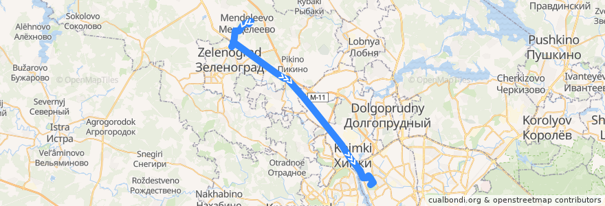 Mapa del recorrido Автобус №350 "Речной вокзал - Менделеево" de la línea  en Distretto Federale Centrale.