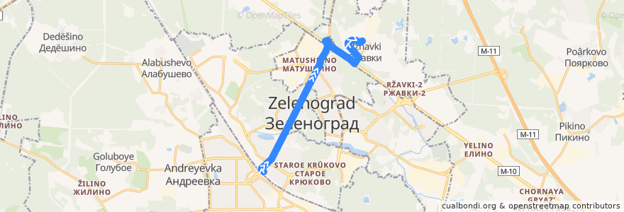 Mapa del recorrido Автобус № 390 ВНИИПП - Зеленоград (ст. Крюково) de la línea  en Óblast de Moscú.