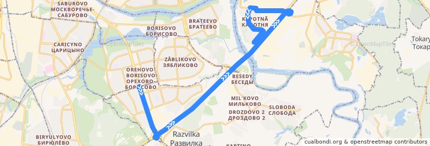 Mapa del recorrido Автобус №95: Метро "Домодедовская" - Капотня de la línea  en Föderationskreis Zentralrussland.