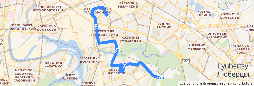 Mapa del recorrido Автобус 228: Улица Головачёва - Саратовская улица de la línea  en South-Eastern Administrative Okrug.