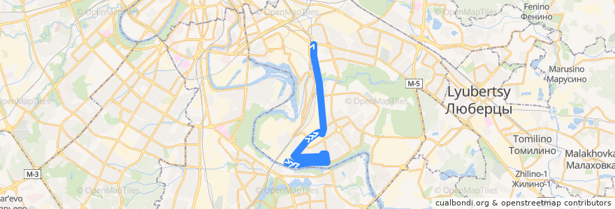 Mapa del recorrido Автобус 650: Марьино - Метро "Текстильщики" de la línea  en Moscow.