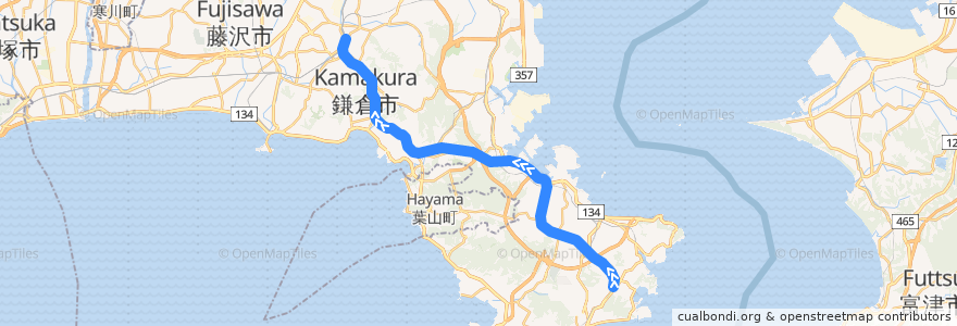Mapa del recorrido 横須賀線 de la línea  en 神奈川縣.