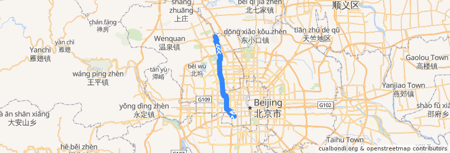 Mapa del recorrido Bus 717: 菜户营桥东 => 城铁西二旗站 de la línea  en Pekín.
