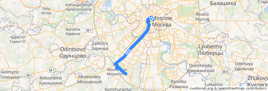 Mapa del recorrido Автобус 144: Метро «Китай-город» => Метро «Тёплый Стан» de la línea  en Москва.