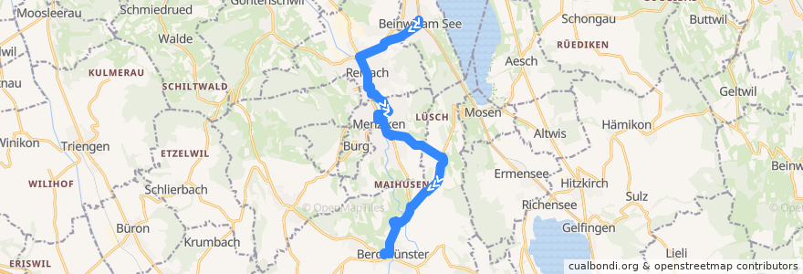 Mapa del recorrido Bus 398: Beinwil am See => Beromünster de la línea  en Schweiz/Suisse/Svizzera/Svizra.