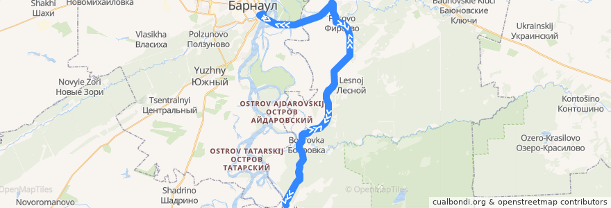Mapa del recorrido Маршрут №258: ЛДП Спартак-2 - Рассказиха de la línea  en Territorio dell'Altaj.
