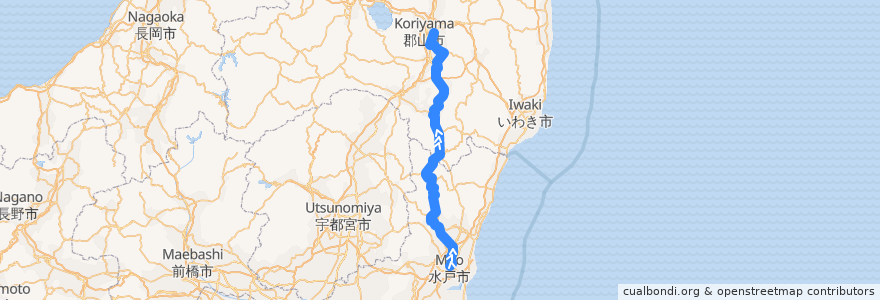 Mapa del recorrido JR水郡線（下り） de la línea  en Jepun.