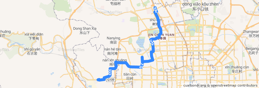 Mapa del recorrido Bus 664: 城铁西二旗站 => 地铁苹果园站 de la línea  en 北京市.