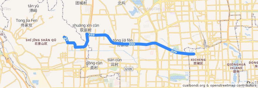 Mapa del recorrido Bus 347: 八大处 => 新街口豁口 de la línea  en پکن.