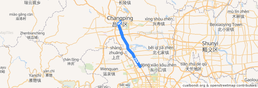 Mapa del recorrido Bus 345: 昌平北站 => 德胜门西 de la línea  en Pequim.
