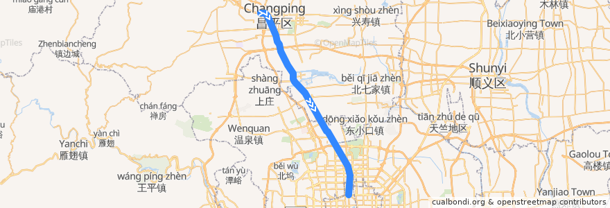 Mapa del recorrido Bus 880: 华侨农场 => 德胜门 de la línea  en 베이징시.