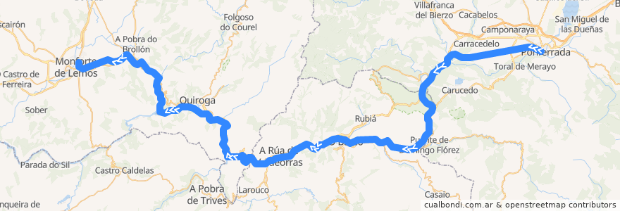 Mapa del recorrido MD León - Vigo de la línea  en Espagne.