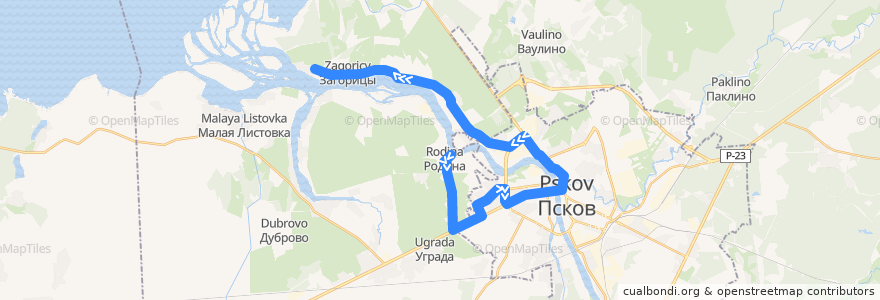 Mapa del recorrido Автобус №18 обратный de la línea  en Pskovsky District.