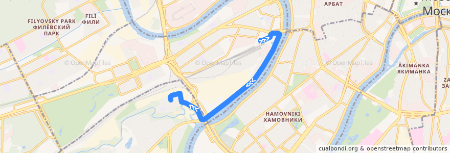 Mapa del recorrido Автобус №791: Киевский вокзал - 4-й Сетуньский проезд de la línea  en Moskau.