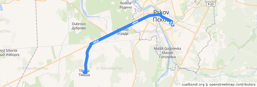Mapa del recorrido Автобус №15 обратный de la línea  en Pskovsky District.