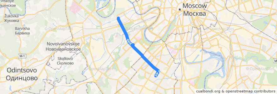 Mapa del recorrido Автобус 130: 23-й квартал Новых Черёмушек => Метро «Филёвский парк» de la línea  en Москва.