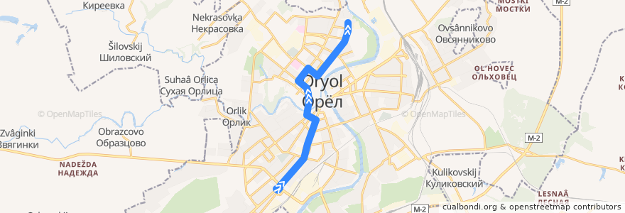 Mapa del recorrido Троллейбус №6: Автовокзал - улица Максима Горького de la línea  en オリョール.