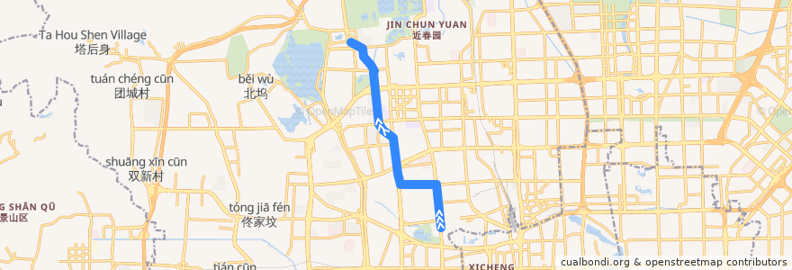 Mapa del recorrido Bus 563: 西直门 => 香山公园东门 de la línea  en 海淀区.