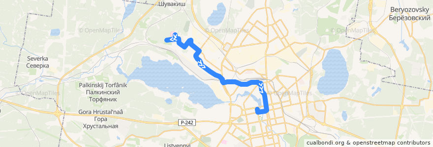 Mapa del recorrido Автобус 13. ДМБ № 9 - Станция метро "Площадь 1905 года" de la línea  en городской округ Екатеринбург.