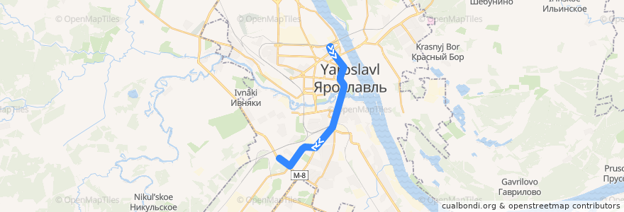 Mapa del recorrido Автобус 2: Ярославский шинный завод - улица Большие полянки de la línea  en городской округ Ярославль.