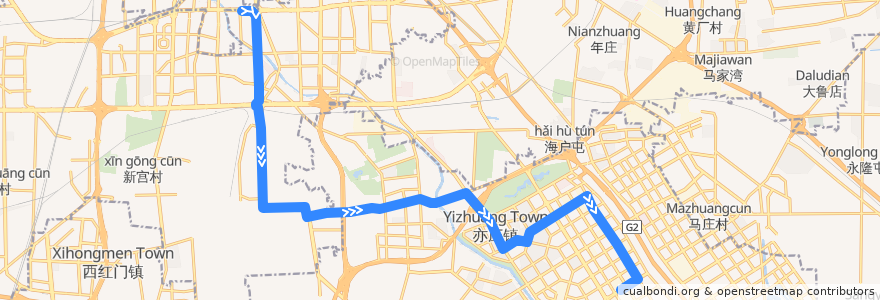 Mapa del recorrido Bus 324: 草桥 => 开发区交通服务中心 de la línea  en 베이징시.