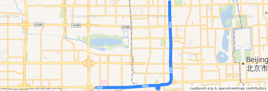 Mapa del recorrido Bus 50: 马官营西 => 车公庄北 de la línea  en Peking.