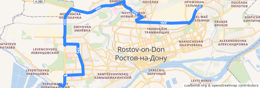 Mapa del recorrido А 96: Сельмаш — ГПЗ-10 de la línea  en Rostov-on-Don.