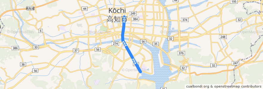 Mapa del recorrido 土佐電氣鐵道桟橋線 de la línea  en 高知市.