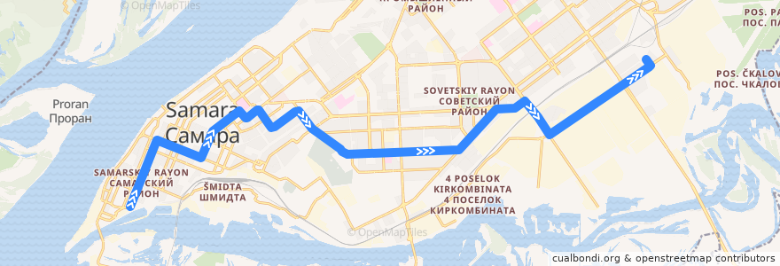 Mapa del recorrido Трамвай 3: Хлебная площадь - Юнгородок de la línea  en ｻﾏｰﾗ管区.