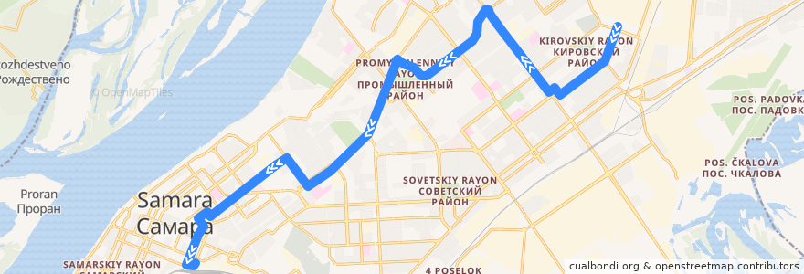 Mapa del recorrido Троллейбус 4: Завод "Металлург" - ЖД вокзал de la línea  en Samara.
