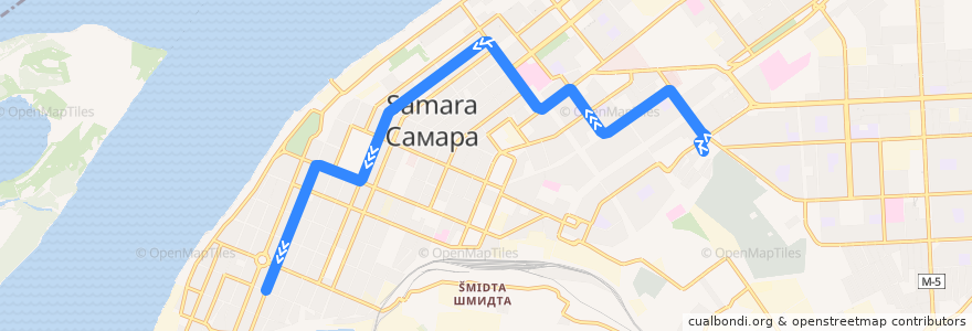 Mapa del recorrido Трамвай 15: улица Тухачевского - Пионерская улица de la línea  en Samara.