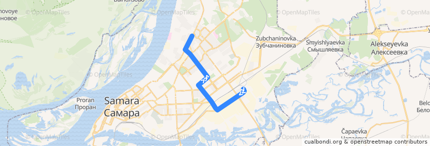 Mapa del recorrido Трамвай 19: Юнгородок - Барбошина Поляна de la línea  en городской округ Самара.