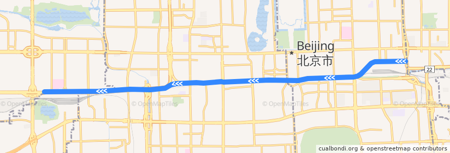 Mapa del recorrido Bus 9: 金台路 => 金家村桥东 de la línea  en 베이징시.