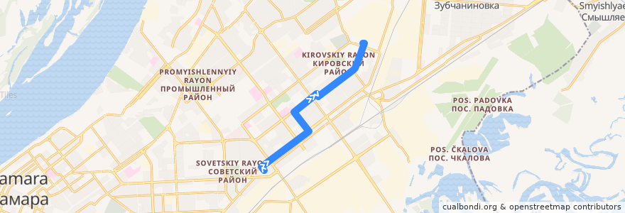 Mapa del recorrido Троллейбус 7: Стахановская - Завод "Металлург" de la línea  en городской округ Самара.