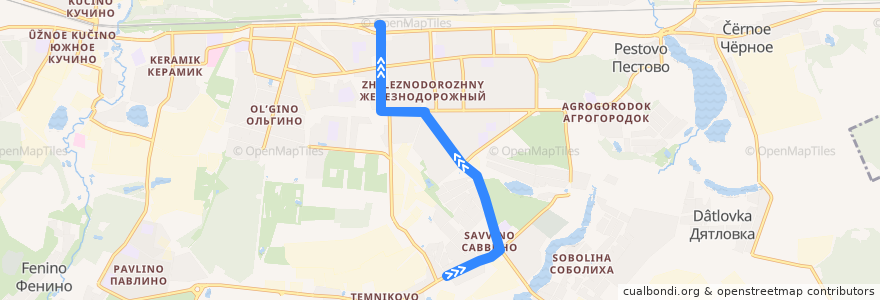 Mapa del recorrido Автобус 1: Саввино - станция Железнодорожная de la línea  en Balashikhinsky District.