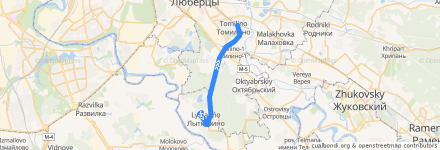 Mapa del recorrido Автобус №29: Лыткарино - платформа Томилино de la línea  en Oblast de Moscou.