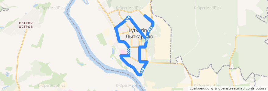 Mapa del recorrido Автобус №1: Автостанция - Набережная улица de la línea  en Lytkarino.