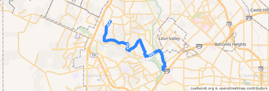 Mapa del recorrido Ingram/Northwest Crossing de la línea  en San Antonio.