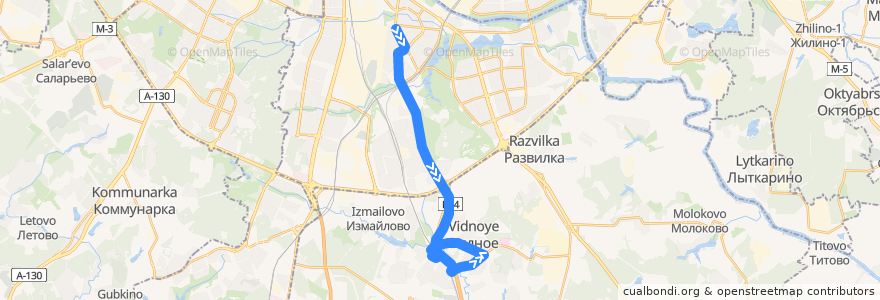 Mapa del recorrido Автобус 489: Метро Кантемировская - ПЛК - Расторгуево de la línea  en Distrito Federal Central.