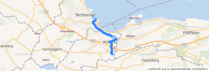 Mapa del recorrido Bus 176: Richterswil, Bahnhof => Wollerau, Roos de la línea  en Suisse.